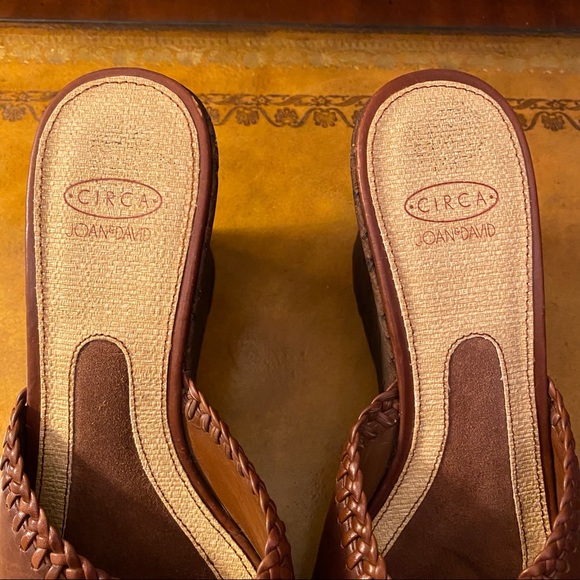 Joan & David Wedge Cork Slip On Mule Brown Sandals Shoes 9 - Picture 5 of 5